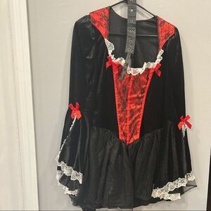 Leg Avenue Black and Red Lace Dress with Collar